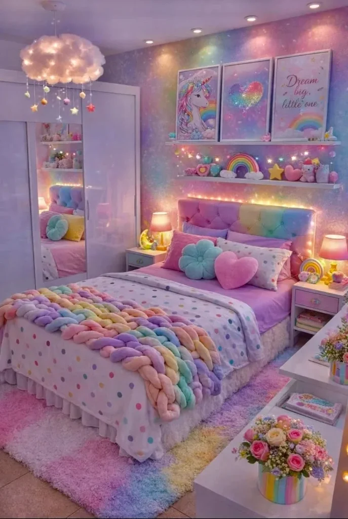 20 Teen Girl Bedroom Ideas So Cute You’ll Want to Redecorate This Weekend 13 Pastel Rainbow Room