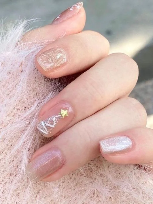 Festive Details That Make These 17 Christmas Tree Nails So Charming 14 Pink Christmas Tree Nails