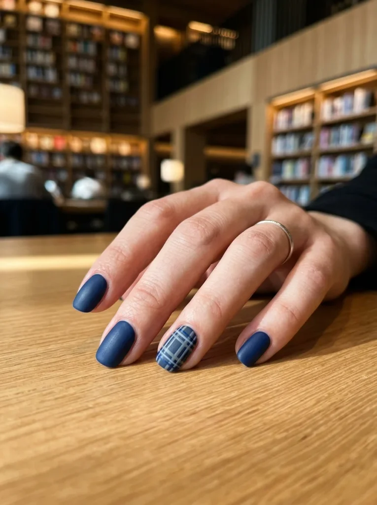 16 Cute Fall Nails That Will Make Your Autumn Manicure Look Cozy and Trendy 7 Plaid Accent Nail