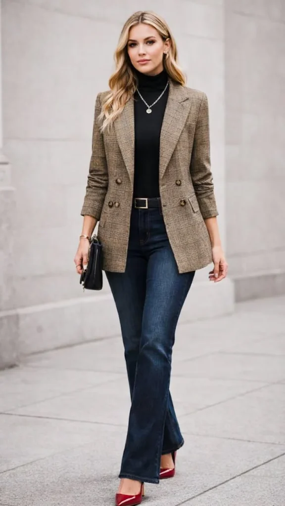 Fall Office Style Made Easy: 15 Fall Business Casual Outfits That Look Effortlessly Polished 11 Plaid Blazer With Neutral Basics