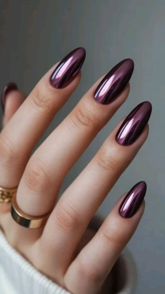 Your Fall Mani Just Got Shinier: 15 Fall Chrome Nails That Feel So Chic 13 Plum Purple Chrome Nails