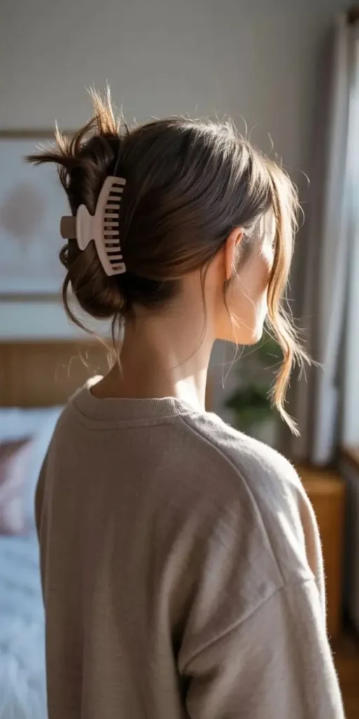 Make Busy Mornings Easier with 16 Work Hairstyles for Long Hair 6 Polished Claw Clip Twist