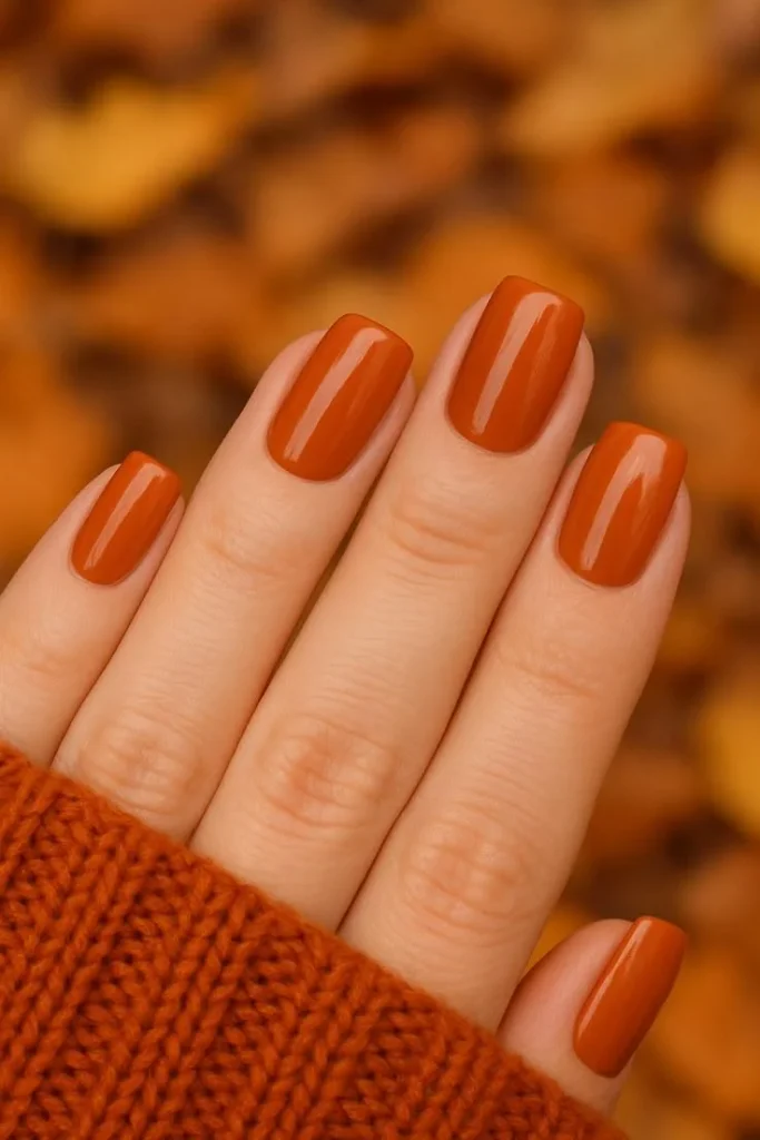 13 Fall Orange Nails That Make Autumn Feel Extra Cozy 2 Pumpkin Orange Short Nails