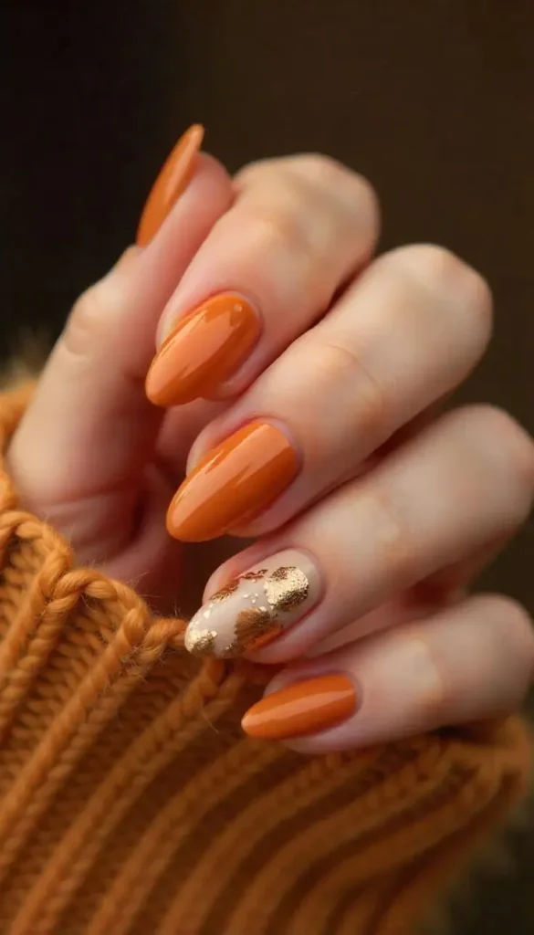 15 Fall Square Nails That Make Autumn Manicures Feel Extra Chic 6 Pumpkin Spice Orange Nails 1