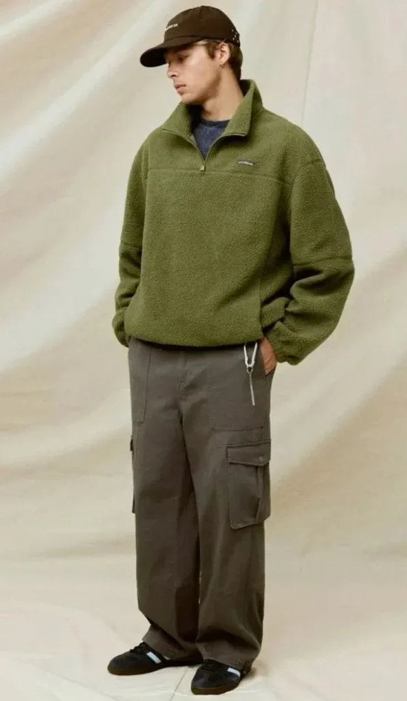 Cooler Weather, Sharper Fits: 13 Men Streetwear Fall Outfits 10 Quarter Zip Fleece With Nylon Shorts