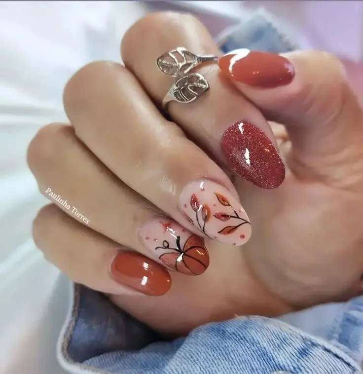 Red Fall Nails Are Having a Moment: 15 Red Fall Nails That Feel Perfect for the Season 15 Red Pumpkin Accent Nails
