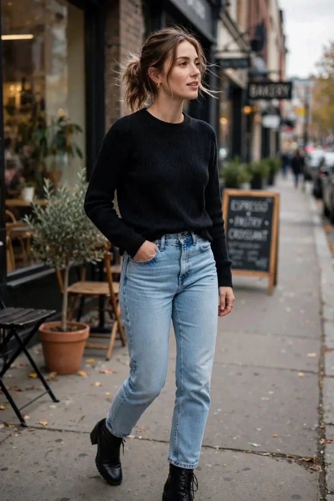 14 Fall Sweater Outfits, Sorted by the Sweater You Already Own 6 Ribbed Sweater Tucked into High Waisted Denim