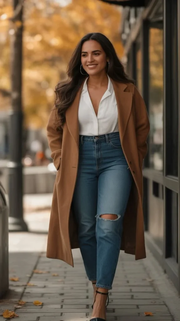 14 Fall Outfits Jeans Lovers Will Want to Wear on Repeat 10 Ripped Jeans With a Trench Coat