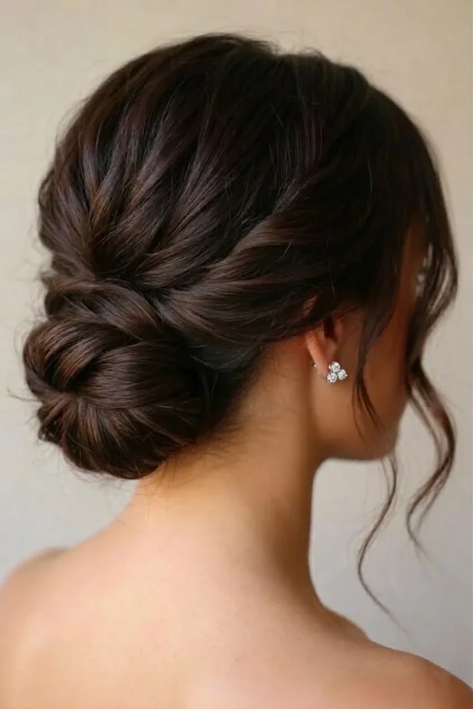 16 Prom Hairstyles for Medium Length Hair That Look Expensive and Totally Pinterest-Worthy 1 Romantic Low Textured Bun