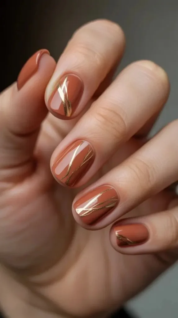 17 Short Fall Nails That Prove Small Nails Can Look Expensive 13 Rust Colored Short Nails