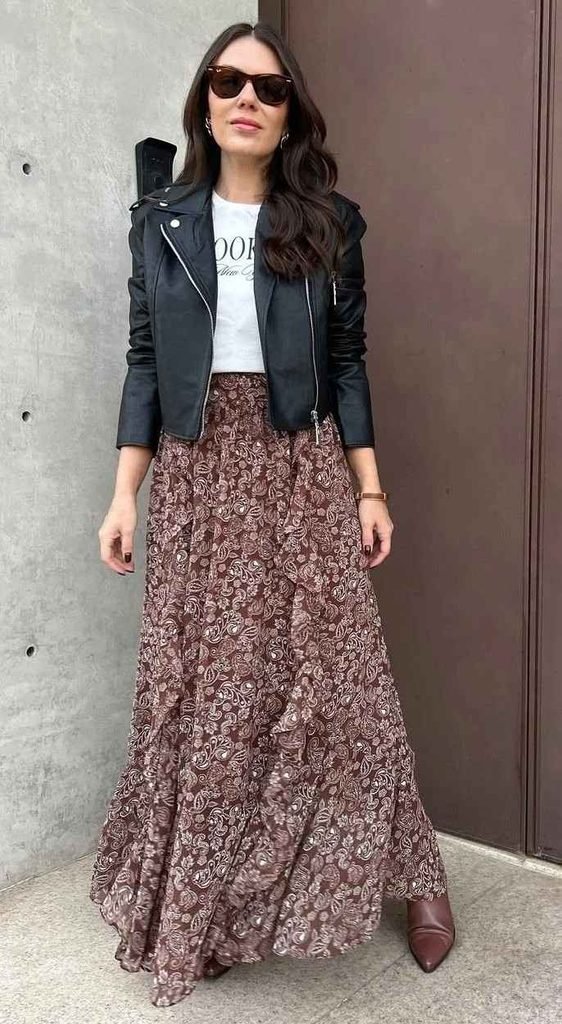The Cozy-Girl Guide to 17 Boho Fall Outfits That Feel Effortlessly Stylish 16 Shacket With a Maxi Skirt