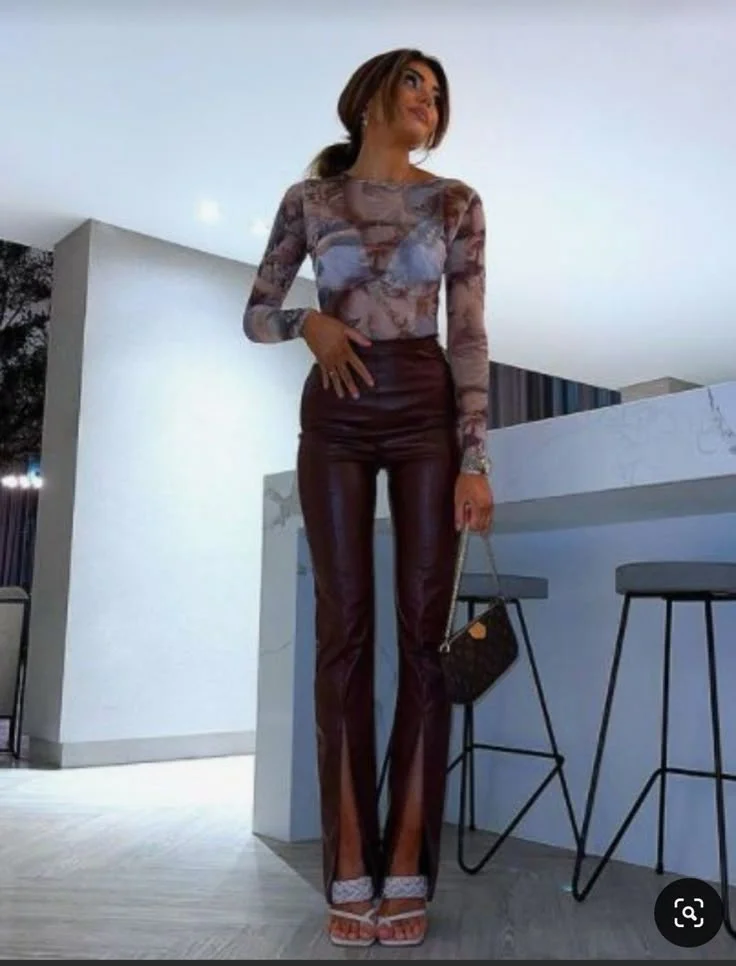 Plans Tonight? These 14 Going Out Fall Outfits Have You Covered 5 Sheer Printed Blouse With Coated Pants