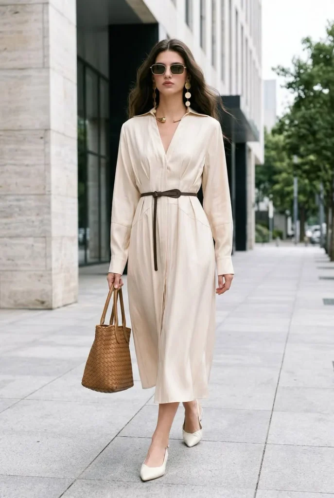 16 Fall Work Outfits That Make Getting Dressed for the Office So Much Easier 14 Shirt Dress With a Belt