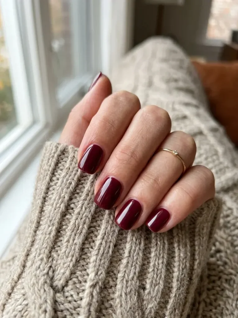 15 Red Fall Nails That Will Make Your Autumn Manicure Look Rich and Luxurious 13 Short Squoval Deep Red