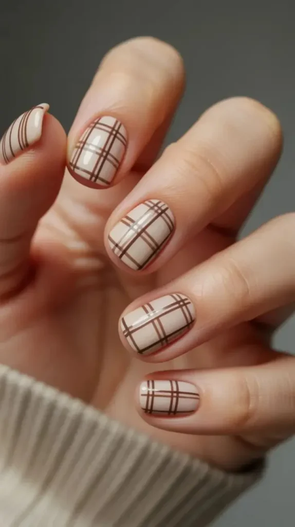 16 Cute Fall Nails That Make Your Cozy Season Look 10x Better 11 Simple Plaid Fall Nails