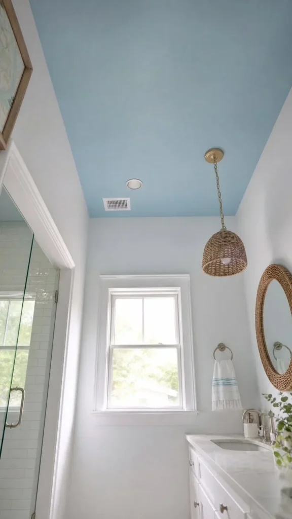 19 Blue Bathroom Ideas That Look Straight Out of a Pinterest Dream Board 8 Sky Blue Ceiling Surprise