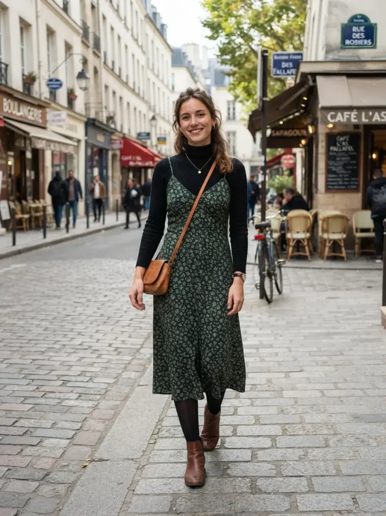 15 Uggs Fall Outfits (Organized by Boot, Not Just Vibe) 11 Slip Dress Layered Over a Turtleneck