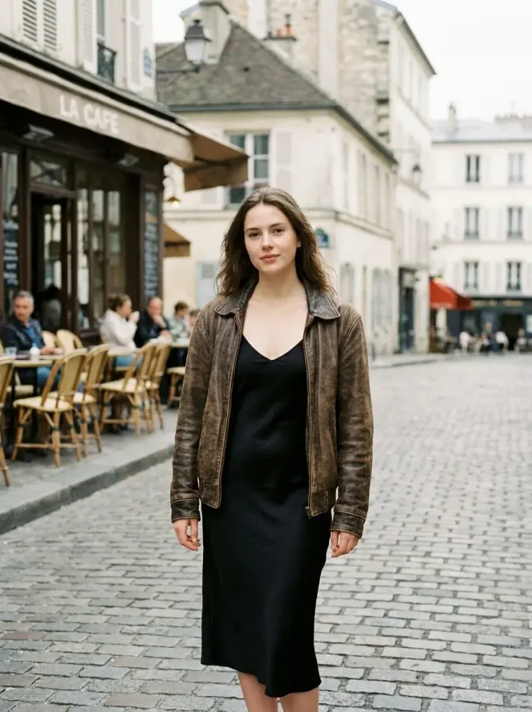 Slip Dress Leather Jacket