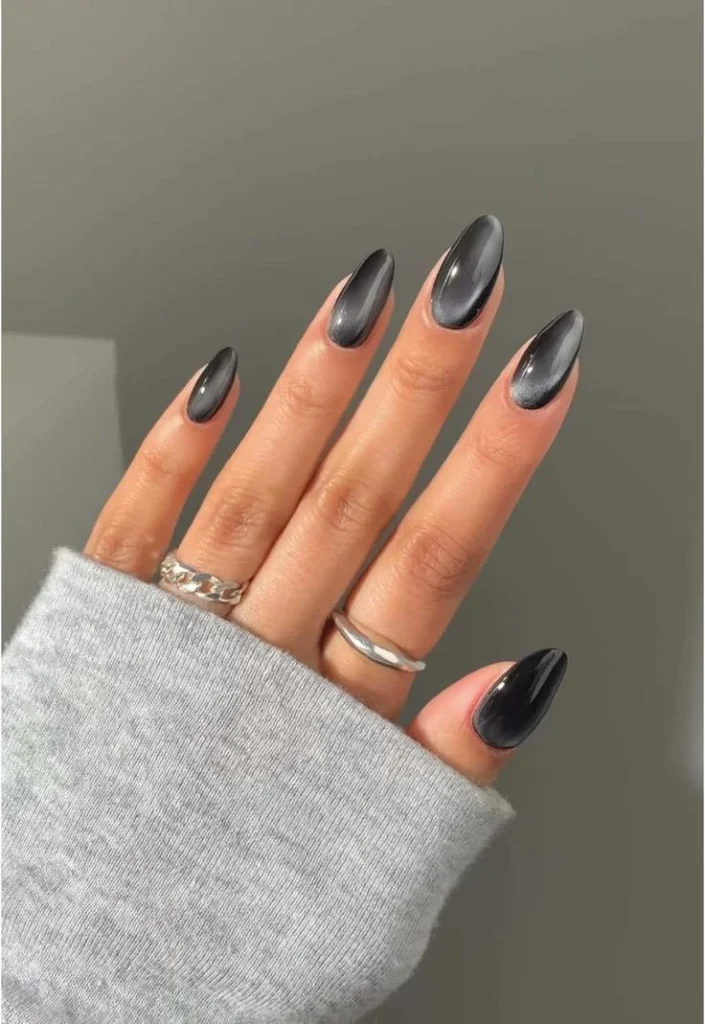 Fall Gets a Little More Magical With These 14 Fall Cat Eye Nails 14 Smoky Gray Cat Eye Nails