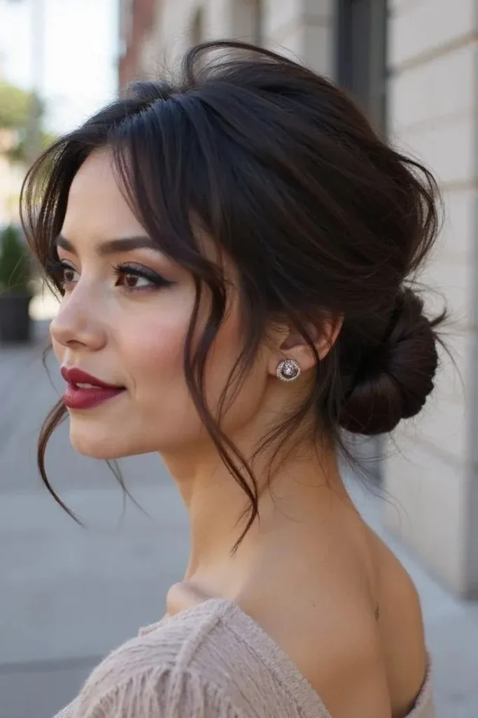 18 Church Hairstyles Ideas That Look Classy, Cute, and Effortlessly Put Together 1 Soft Low Bun with Face Framing Pieces