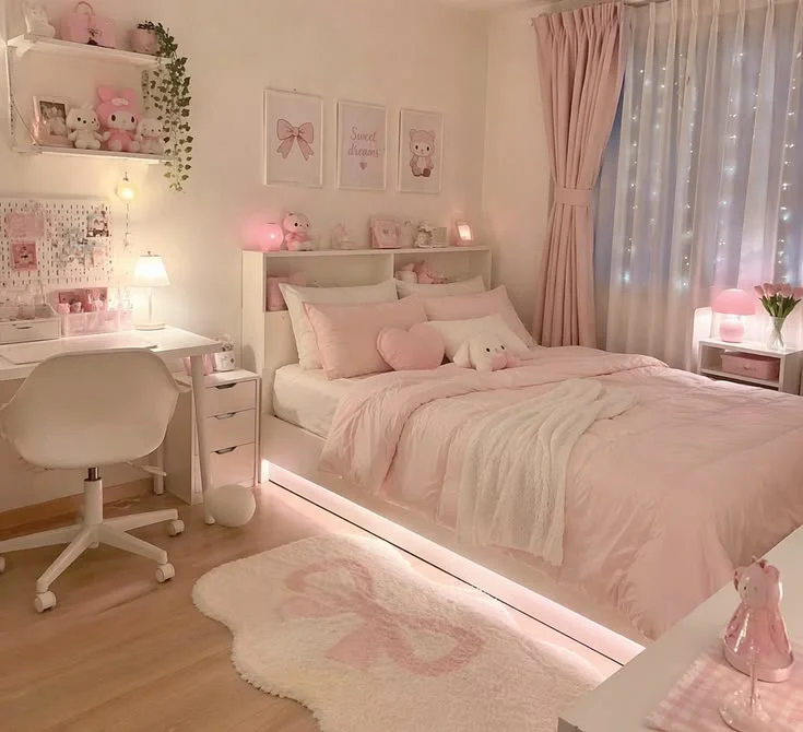 20 Teen Girl Bedroom Ideas So Cute You’ll Want to Redecorate This Weekend 2 Soft Pink Princess Vibes