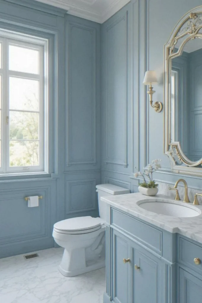 19 Blue Bathroom Ideas That Look Straight Out of a Pinterest Dream Board 3 Soft Powder Blue Walls