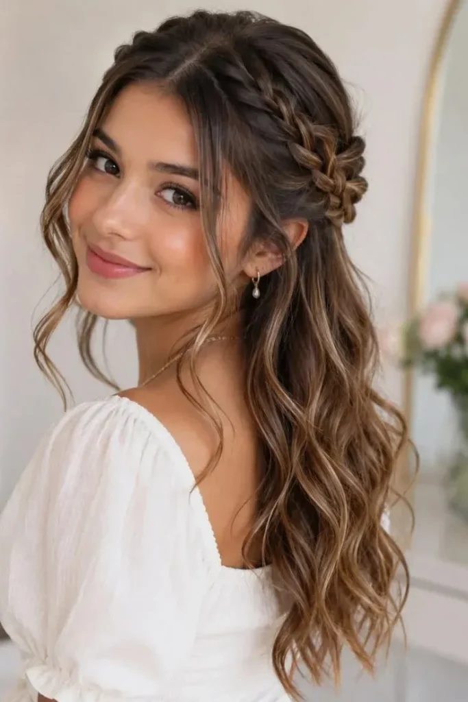 16 Prom Hairstyles for Medium Length Hair That Look Expensive and Totally Pinterest-Worthy 3 Soft Twisted Crown Hairstyle