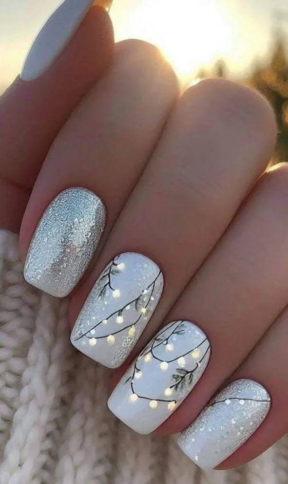 Holiday Glam Made Easy: 15 Christmas Nail Designs for Every Festive Mood 10 Sparkly Silver Ice Nails