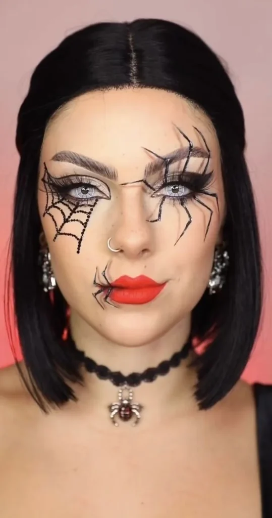 16 Halloween Makeup Looks That Turn a Simple Outfit Into a Whole Costume 11 Spider Eye Makeup