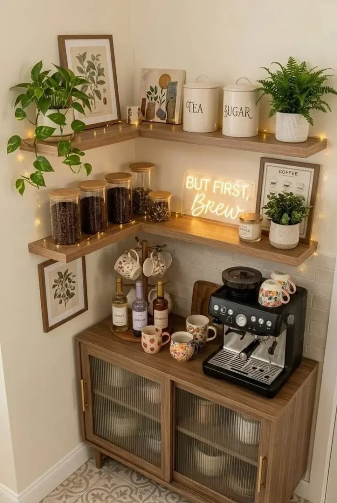 19 Kitchen Corner Ideas That Instantly Make Your Space Look Expensive (Without a Full Remodel) 5 Style a Coffee Corner