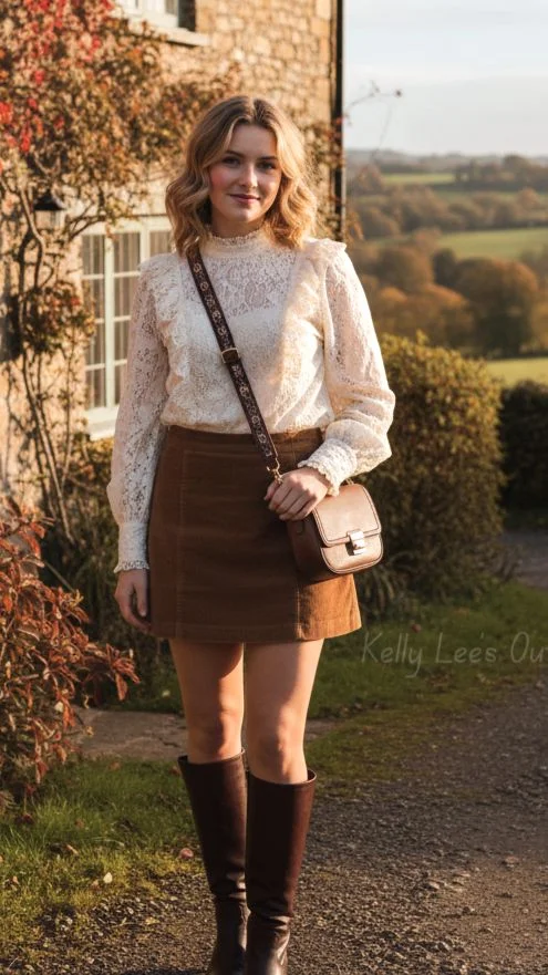 15 Fall Outfits Skirt Lovers Can Wear for an Effortlessly Chic Season 11 Suede Skirt With a Cream Blouse