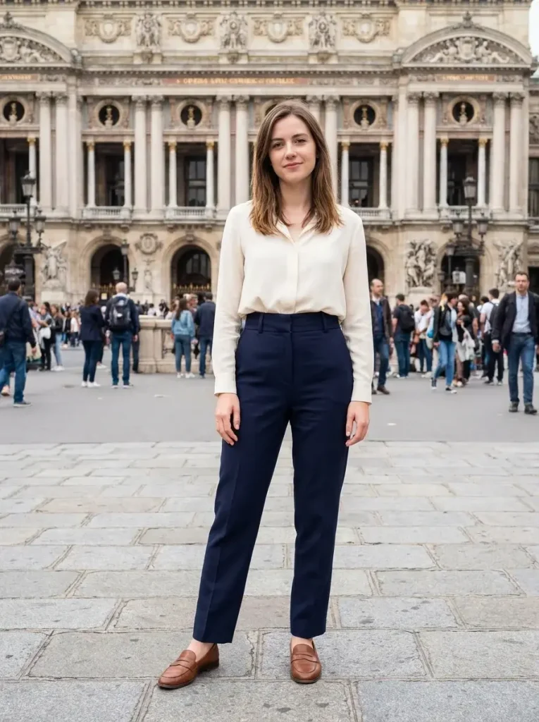 16 Fall Work Outfits, Built Around the One Piece You Decide On First 11 Tailored straight trousers a tucked blouse loafers
