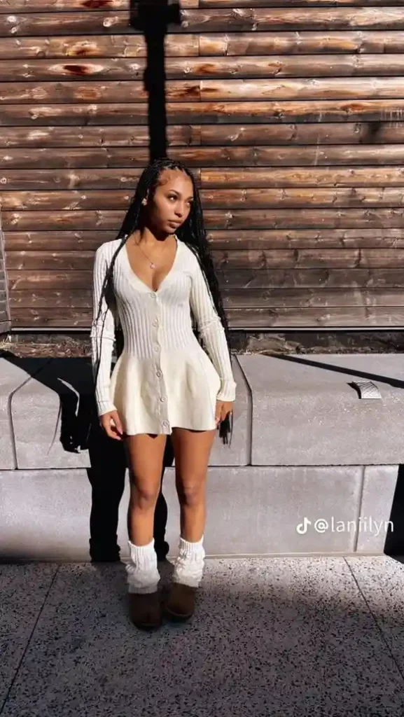 Cozy Shoes, Better Outfits: 15 Uggs Fall Outfits You’ll Live In 15 Tall Uggs With a Sweater Mini Dress