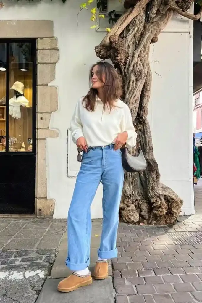 Cozy Shoes, Better Outfits: 15 Uggs Fall Outfits You’ll Live In 6 Tasman Slippers With Cropped Straight Jeans
