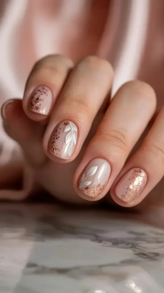 18 Fall Almond Nails That Will Make You Ditch Your Basic Manicure Forever 7 Terracotta with Gold Foil Accents