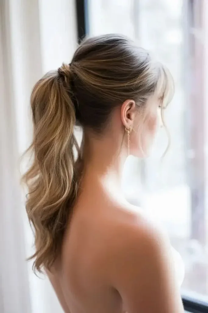 The Bridal Lookbook: 18 Wedding Hairstyles with Veil That Feel Truly Special 8 Textured Ponytail with a Veil
