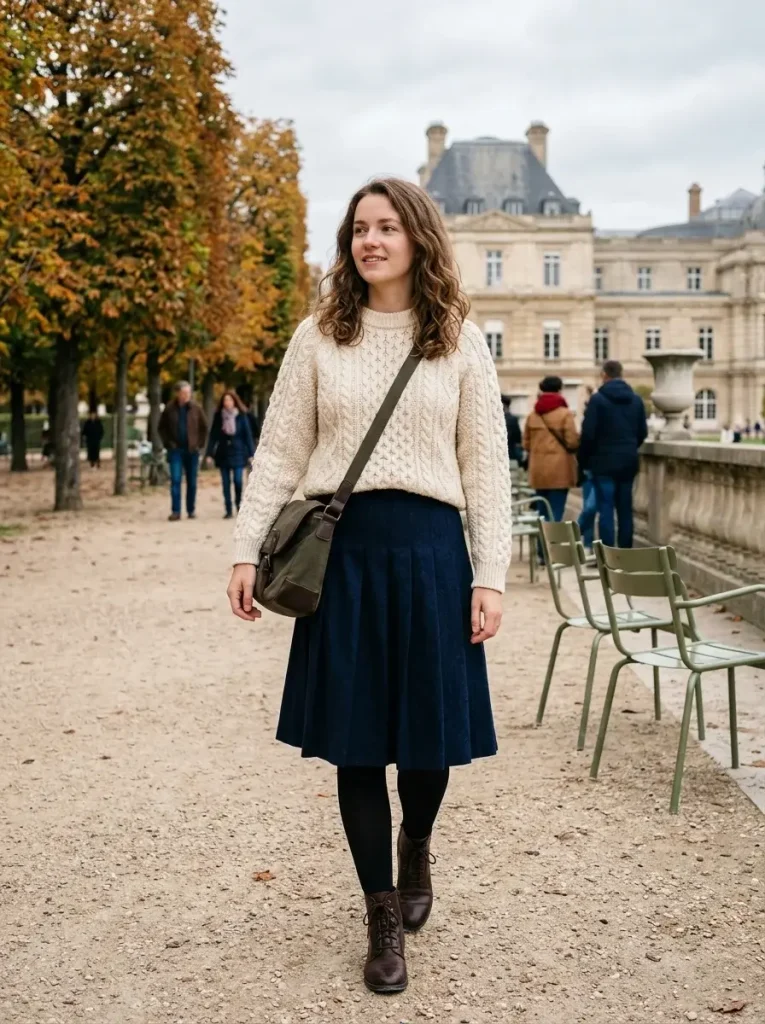 15 Classy Fall Outfits: A Capsule-Based Guide to Dressing Well This Season 9 The Cable Knit and Skirt