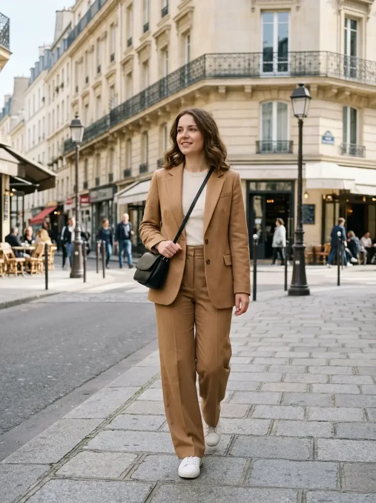 15 Classy Fall Outfits: A Capsule-Based Guide to Dressing Well This Season 2 The Camel Blazer Set