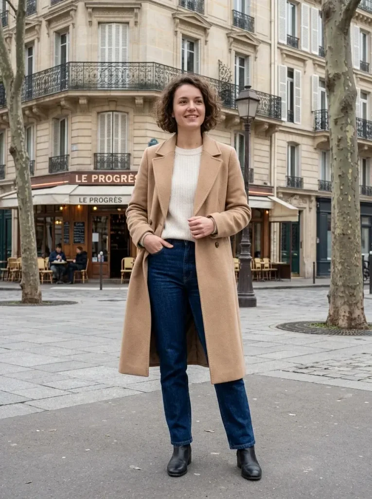 17 Fall Fashion Outfits That Will Instantly Upgrade Your Autumn Wardrobe 2 The Camel Coat and Denim Combination