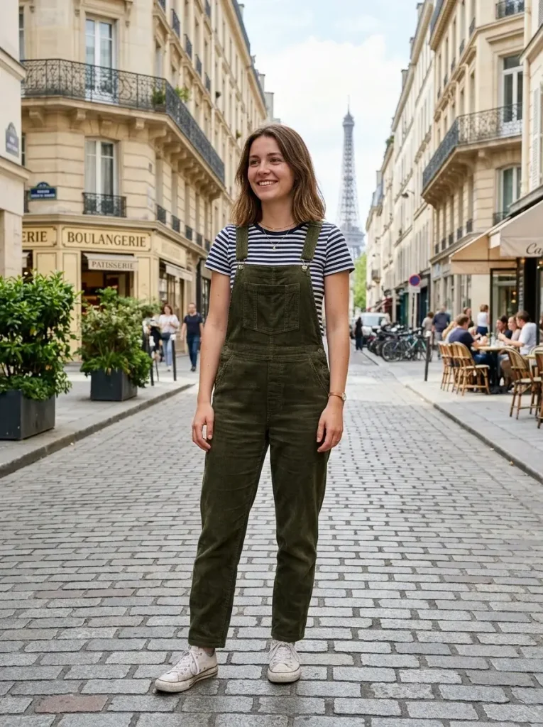 13 Fall Outfits Pumpkin Patch That Look Cute and Survive the Mud 6 The Corduroy Overalls and Striped Tee