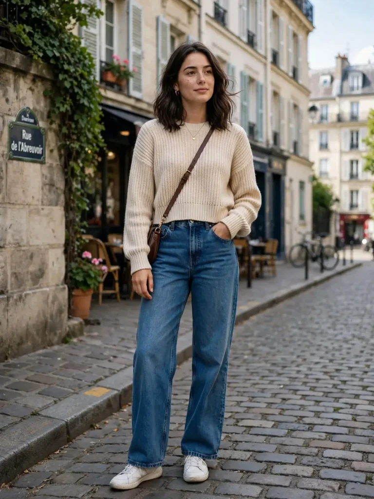 14 Fall Outfits With Jeans, Sorted by the Cut That Actually Suits Your Day 5 The Cropped Sweater Balance