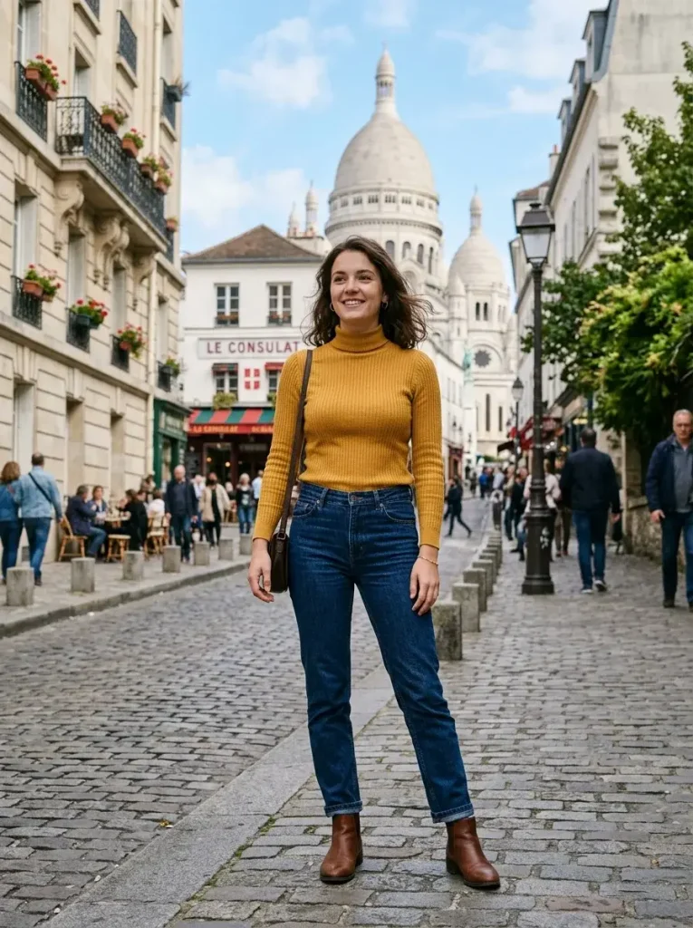 13 Fall Outfits Pumpkin Patch That Look Cute and Survive the Mud 5 The Mustard Turtleneck and Dark Jeans