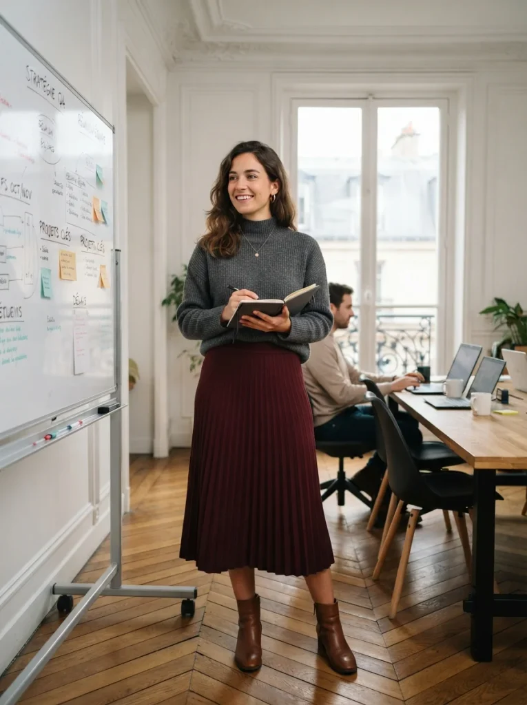 17 Office Fall Outfits, Scheduled Like a Real Tuesday 4 The Standing Team Meeting