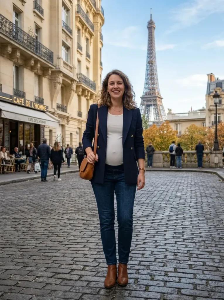 14 Pregnant Fall Outfits That Grow With You (Not Just Your Bump) 5 The Structured Blazer Trick