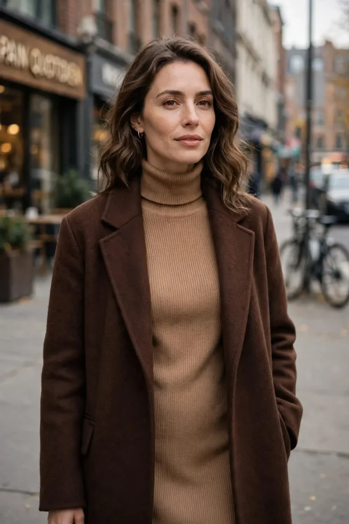 15 Fall Outfit Dresses That Will Make You Look Instantly Chic This Season 10 The Sweater Dress Under a wool coat