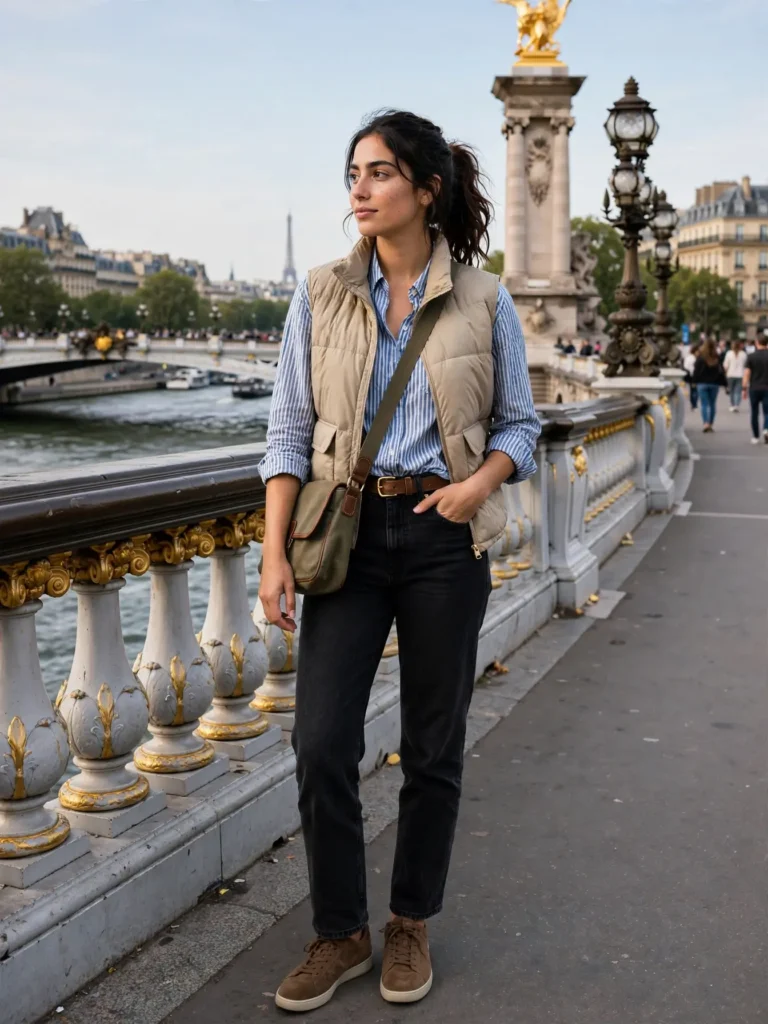 14 Fall Outfits With Jeans, Sorted by the Cut That Actually Suits Your Day 6 The Vest Layer