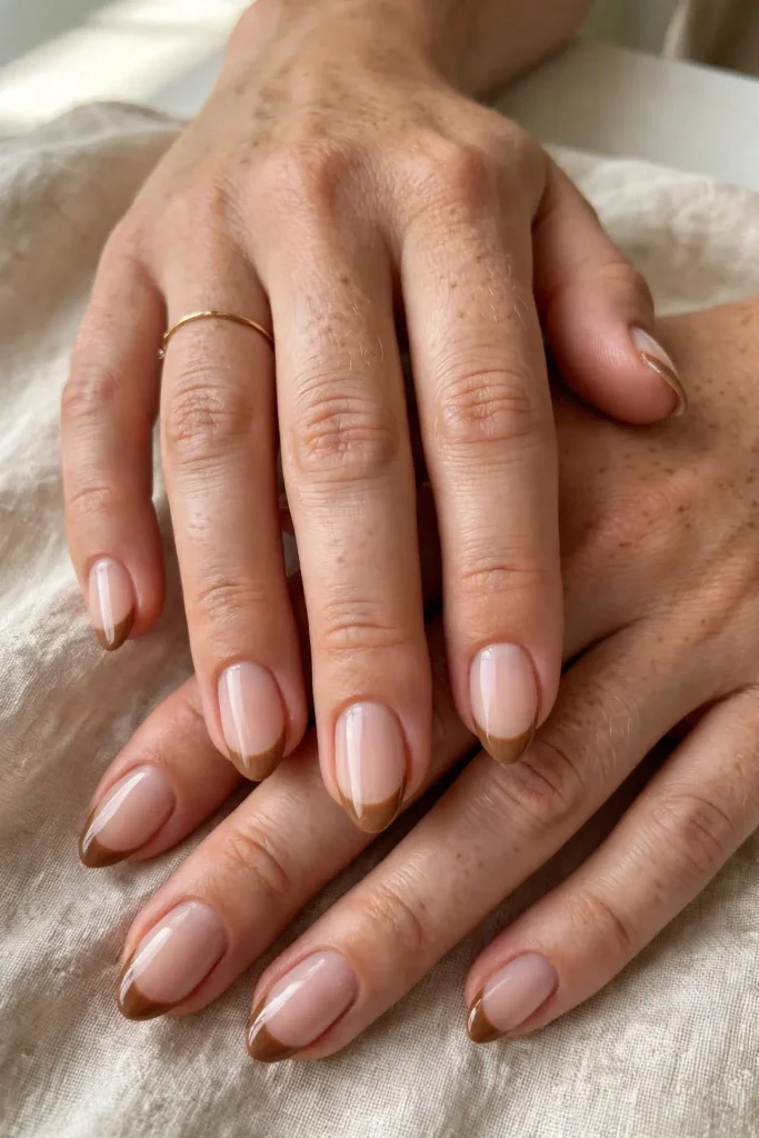 16 Simple Fall Nails That Look Expensive But Are So Easy to Recreate 11 Toffee Brown French Tips