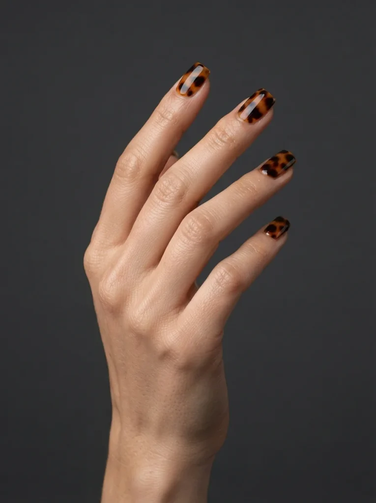 15 Fall Square Nails That Will Make Your Autumn Manicure Look Trendy and Elegant 10 Tortoiseshell Square Nail Design