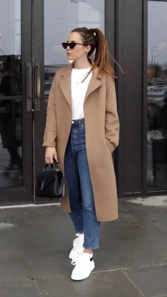 15 Casual Fall Outfits That Make Everyday Dressing Feel Effortless 13 Trench Coat With Jeans and Sneakers 1