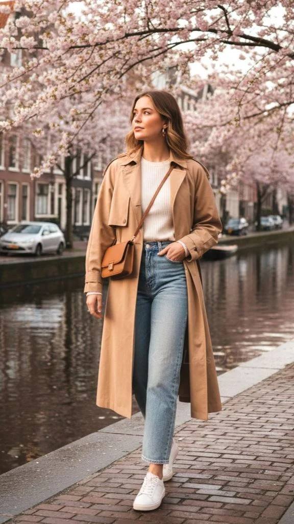 15 Early Fall Outfits That Make the Seasonal Style Switch Feel Effortless 15 Trench Coat With Jeans and a Basic Top